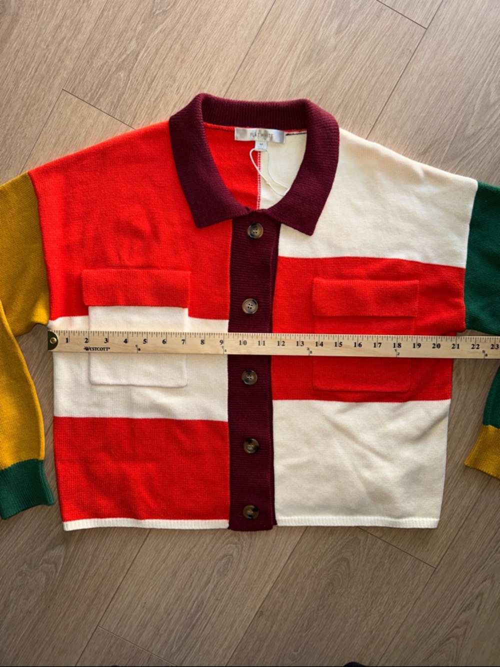 Anthropologie Flat White Colorblock Structured Cardigan Multi Size M - Picture 12 of 13